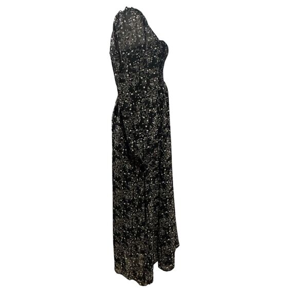 O.P.T. Black Floral Smocked Maxi Dress Whimsigoth Fairy Cottagecore Med Womens - Picture 5 of 14